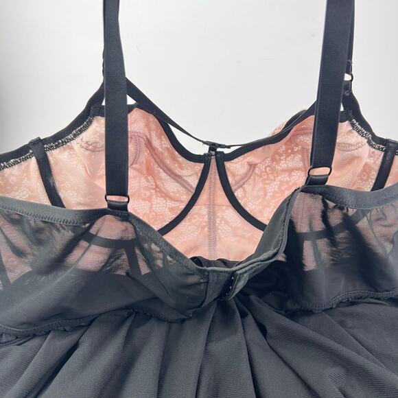 NEW Torrid 3XL Pink Lace & Black Mesh Underwire Strappy Babydoll Underwire Bra - Picture 8 of 13